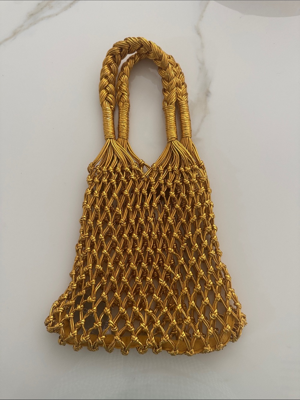 NWT J. Crew Metallic Gold Knotted Net Mini Bag